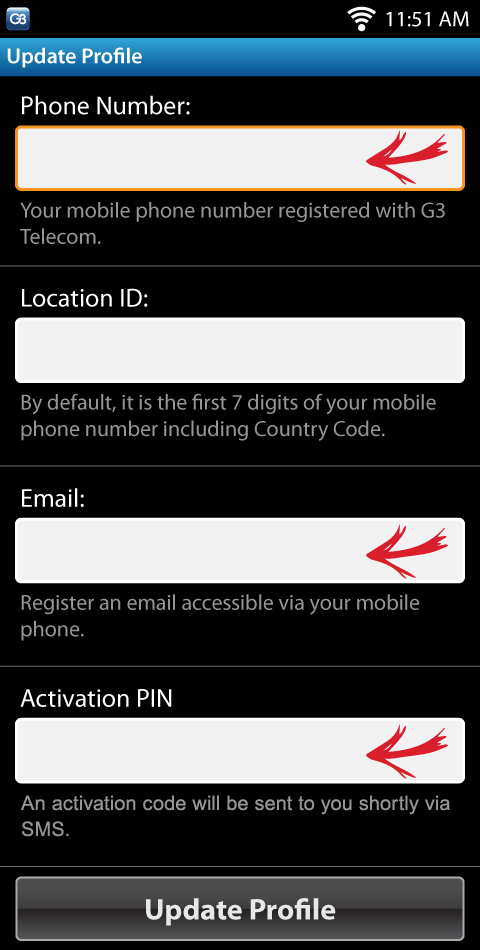 G3 app settings